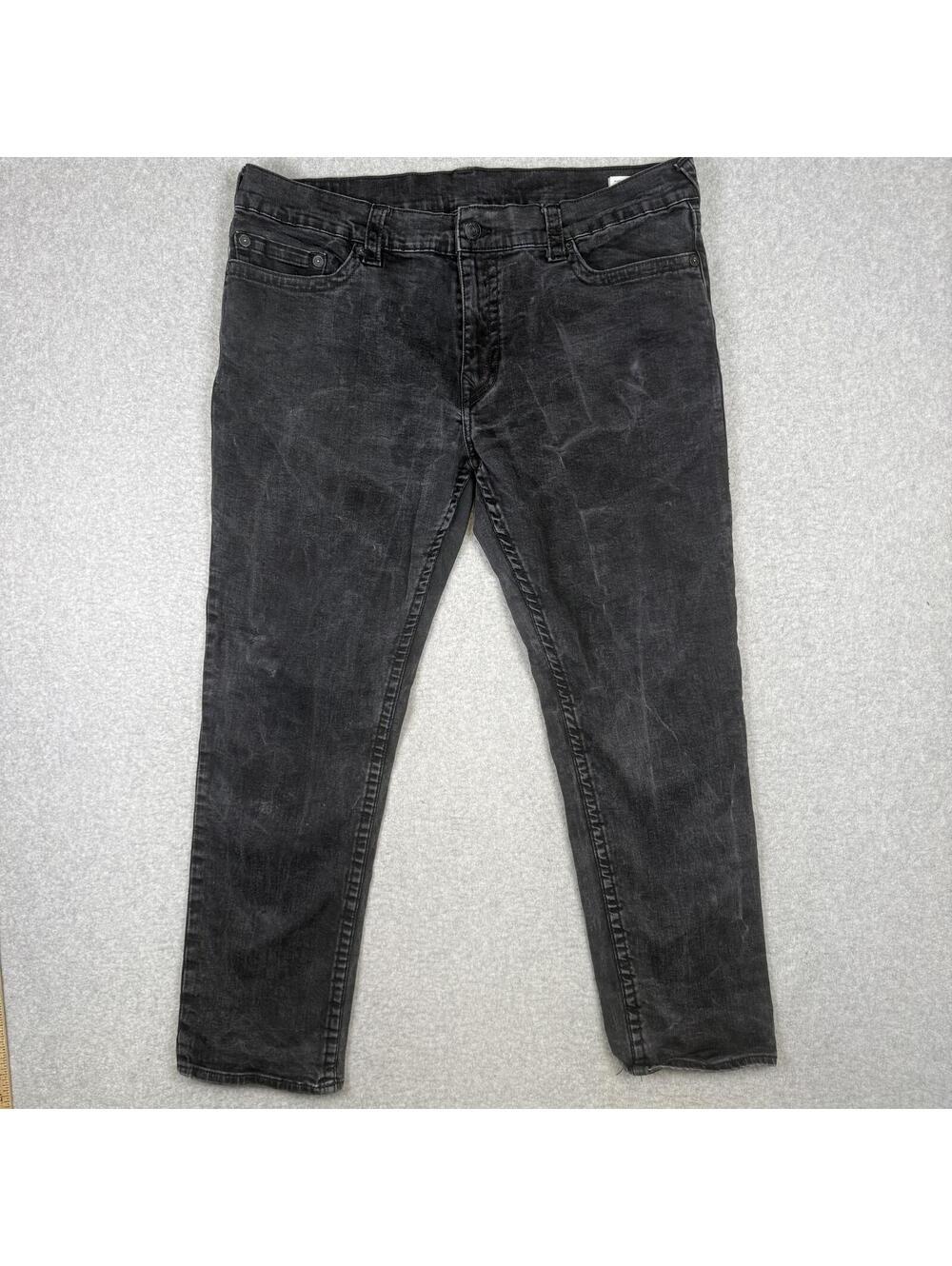 True Religion Men's Size 42 Black Geno Relaxed Slim Straight Jeans